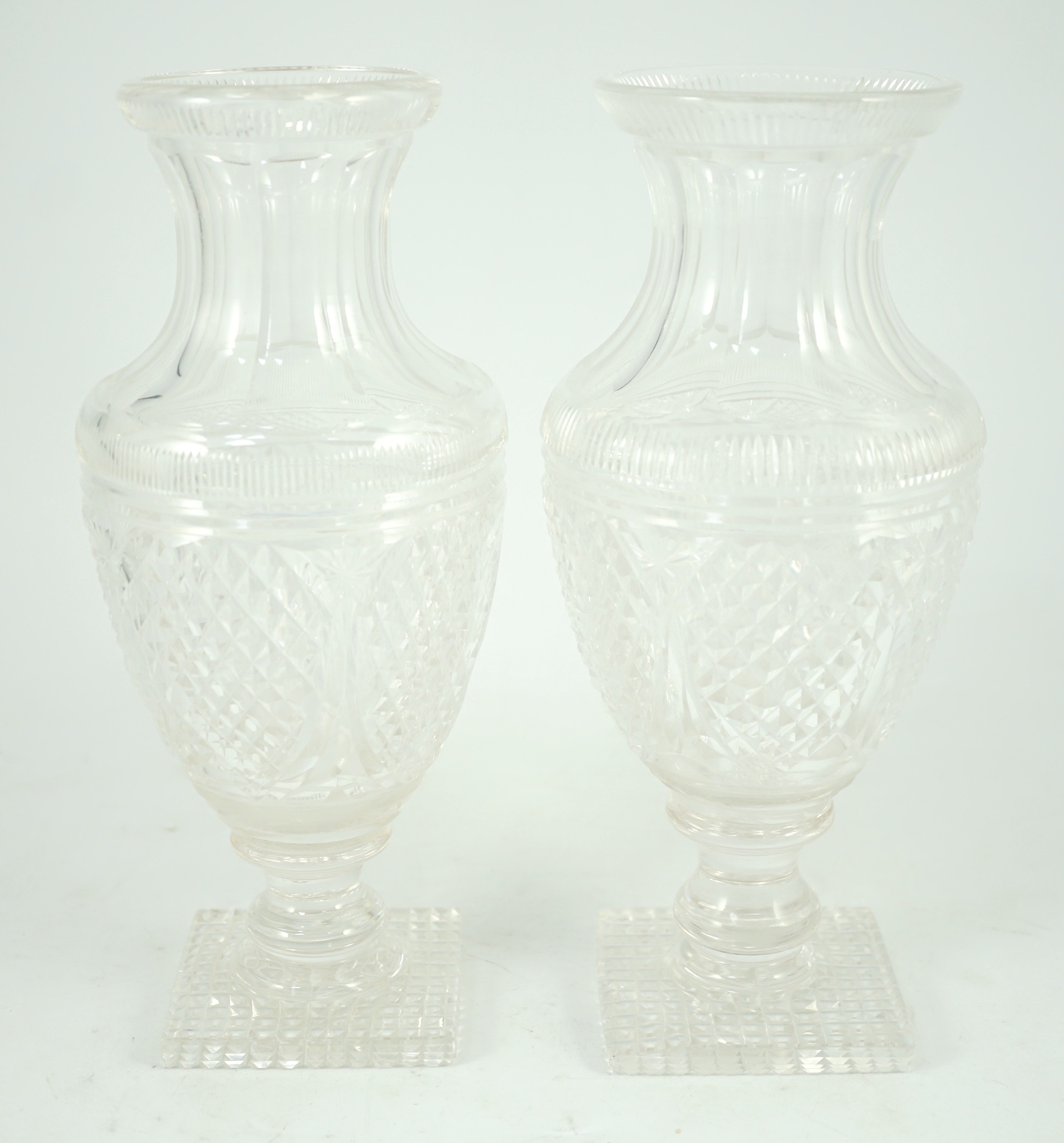 A pair of 19th century glass vases and a Limoges box